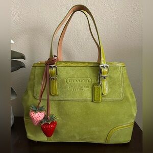 Vintage Lime Green Suede Coach Bag